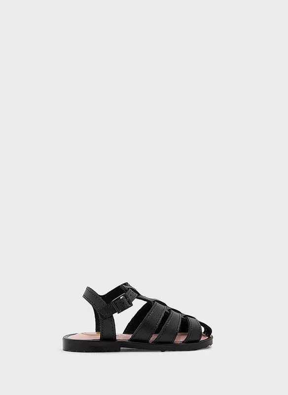 موليكينها MOLEKINHA Sandals with Back strap For Infant Girls, Black