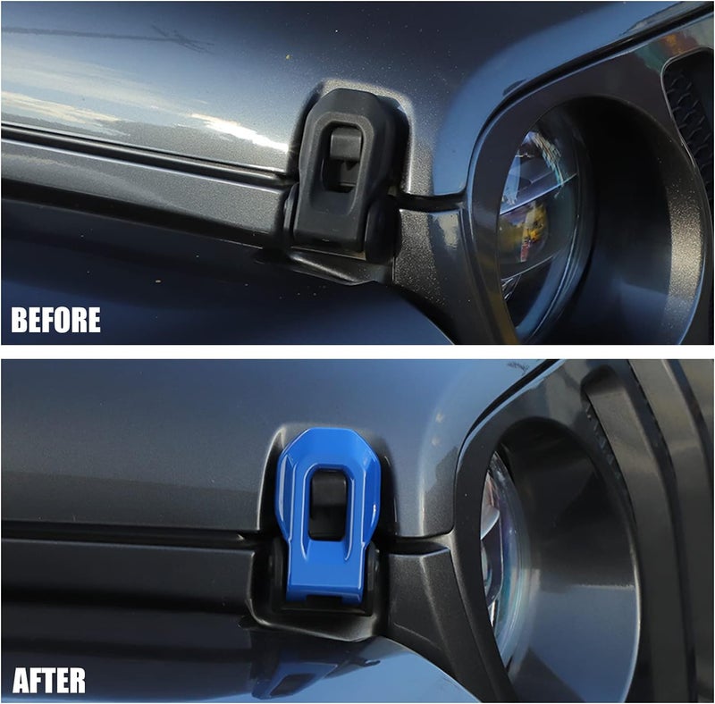 Hoolcar Hood Latch Lock Catch Brackets Cover for Jeep Wrangler JL JLU & Gladiator JT, Blue - Image 4