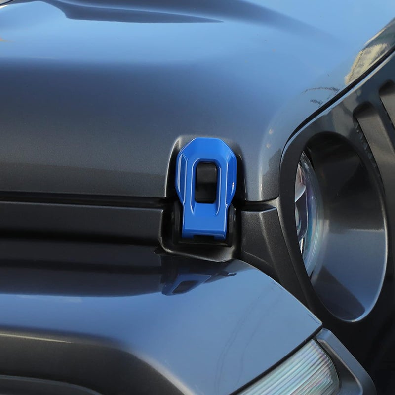 Hoolcar Hood Latch Lock Catch Brackets Cover for Jeep Wrangler JL JLU & Gladiator JT, Blue - Image 3