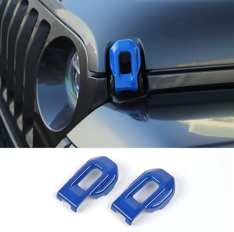 Hoolcar Hood Latch Lock Catch Brackets Cover for Jeep Wrangler JL JLU & Gladiator JT, Blue - Image 1