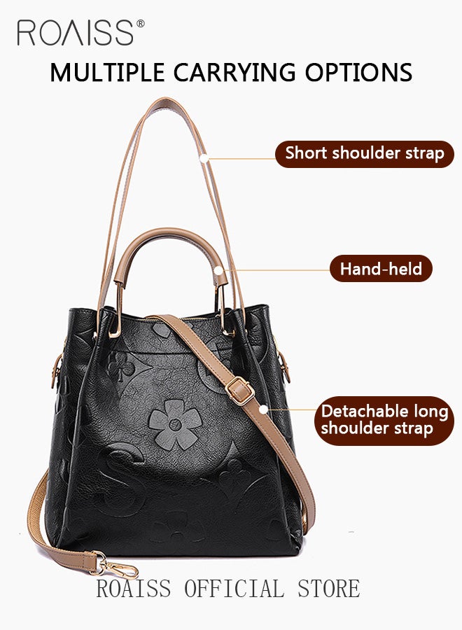 roaiss Premium Large Capacity Handbag for Women Exquisite Texture Embossed Tote Casual Top Handle Bucket Crossbody Bags with Gift Bag Gifts for Mother Wife Bridal Suitable for Ramadan Wedding or Leisure - Image 3