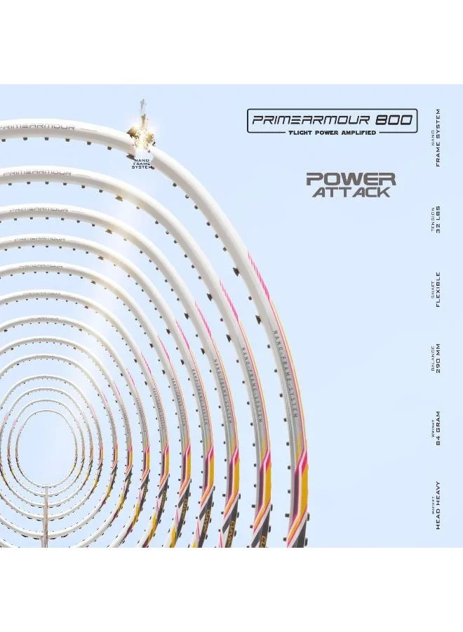 HUNDRED Hundred Primearmour 800 Carbon Fibre Unstrung Badminton Racket with Full Racket Cover for Intermediate Players