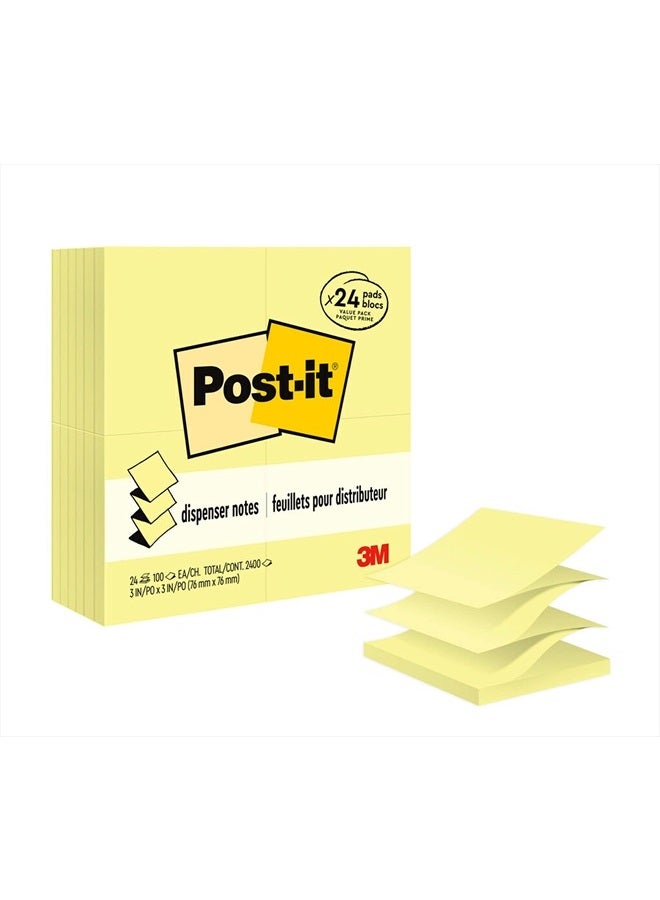 Post-it ملاحظات منبثقة، 3 بوصة × 3 بوصة، 24 دفتر، الملاحظات اللاصقة المفضلة رقم 1 في أمريكا، أصفر كناري، إزالة نظيفة، قابلة لإعادة التدوير (R330-24VAD) - Image 1