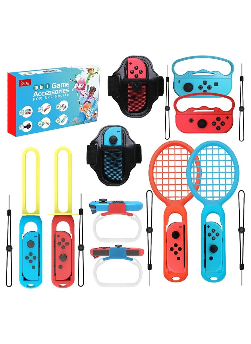 iplay Sports Accessories Bundle for Nintendo Switch Games, 10-in-1 Family Party Pack Game Accessories Set Kit for Switch OLED  - Image 1