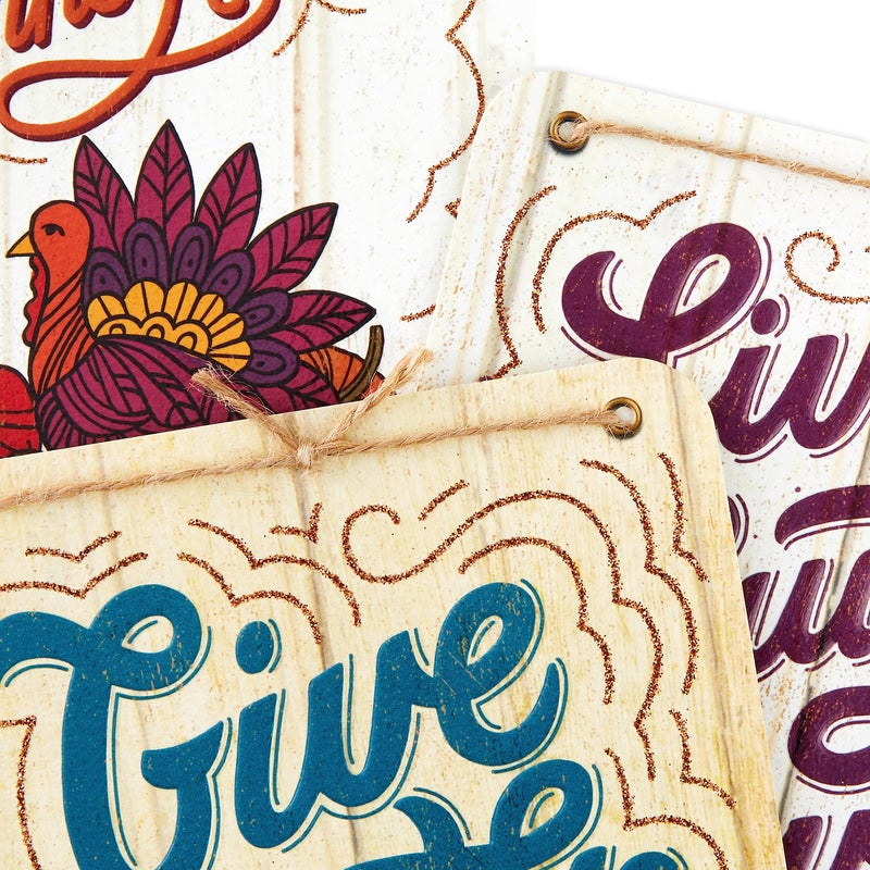 Hallmark Wood Grain Thanksgiving Card Assortment (3 Cards with Envelopes) Live  Laugh  Love  Give Thanks  Cornucopia - Image 5