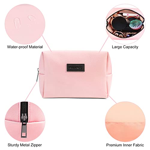 MAANGE Small Makeup Bag For Purse, Travel Cosmetic Bag Makeup Pouch PU Leather Portable Versatile Zipper Pouch For Women (Pink) - Image 4
