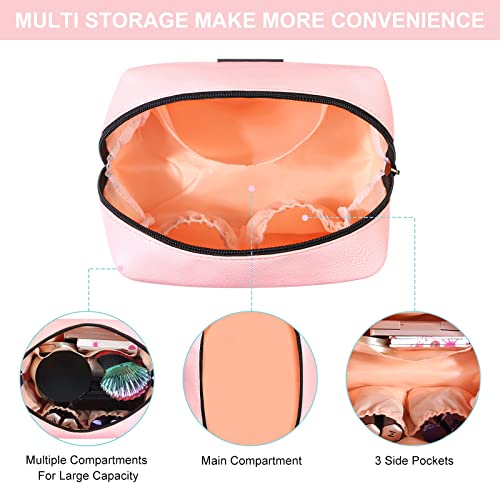 MAANGE Small Makeup Bag For Purse, Travel Cosmetic Bag Makeup Pouch PU Leather Portable Versatile Zipper Pouch For Women (Pink) - Image 5