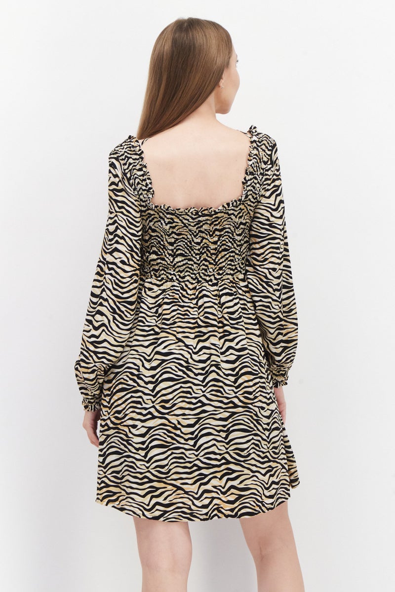 Lost + Wander Women Abstract Print Casual Mini Dress, Black Combo - Image 3