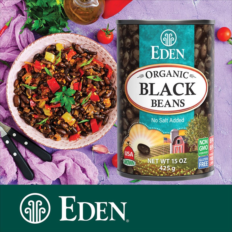 Eden Organic Black Beans, 15 oz Can (12-Pack Case), No Salt Added, Non-GMO, U.S Grown, Heat and Serve, Macrobiotic, Turtle Beans, Frijol Negro, Caviar Criollo - Image 5