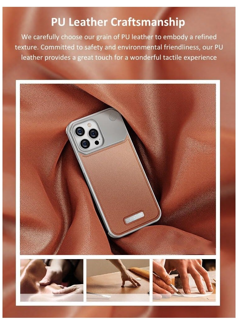 Aviation Aluminum Alloy Leather Case for iPhone 16 Pro Max, Slim Fit Metal Case, Lightweight Top-Grain Leather Phone Case, Magsafe Compatible, Built-in Fragrance Diffuser,black - Image 4