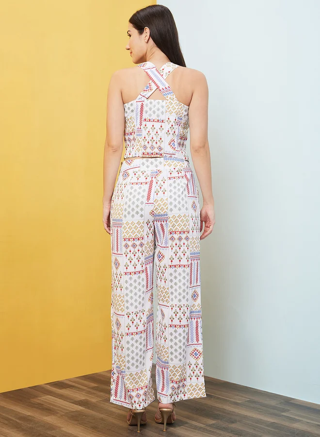 globus Globus Patch Print Cross Back Top and Palazzos Co-Ords