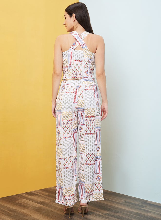 Globus Patch Print Cross Back Top and Palazzos Co-Ords - Image 3