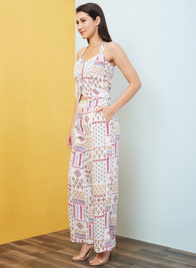 Globus Patch Print Cross Back Top and Palazzos Co-Ords - Image 2
