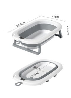 RENOVO Baby Bath Tub with Digital Thermometer, Drain Plug and Hanging Ring Portable Travel Friendly Anti-Skid Collapsible Bathtub for Kids, Grey  - Image 5