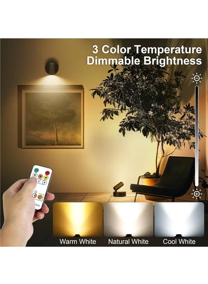Arabest Wireless LED Spot lights Indoor Battery Operated with Remote, Rechargeable Up lights Indoor with Timer＆Dimmable, 3CCT Picture Lights for Wall, SpotLights Accent Uplighting for Plant, Artwork -White  - Image 5