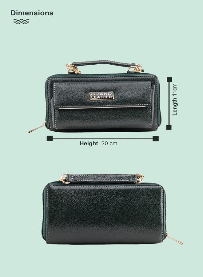 باند ليزر حقائب يد نسائية أنيقة من الجلد الطبيعي، موديل BRAND LEATHER، مناسبة للحفلات وحفلات الزفاف، حقائب يد صغيرة الحجم (أخضر). - Image 3