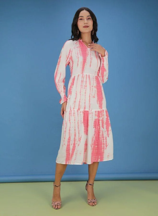 Women A-Line Casual Tie & Dye Dress