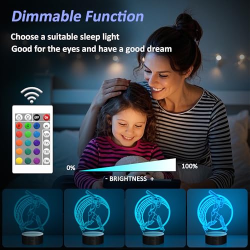 OkiyiD Cricket Gifts for Boys, Cricket Ball 3D Illusion Lamp Night Light with 16 Colors Remote Control, Cricket Accessories Stuff Gift for Boys Men Athletes Birthday Xmas Decor - Image 4