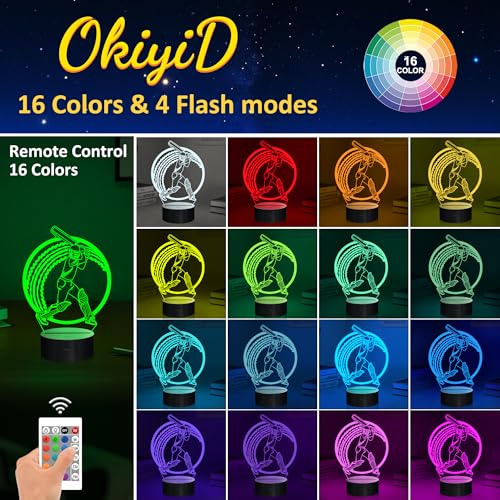 OkiyiD Cricket Gifts for Boys, Cricket Ball 3D Illusion Lamp Night Light with 16 Colors Remote Control, Cricket Accessories Stuff Gift for Boys Men Athletes Birthday Xmas Decor - Image 2