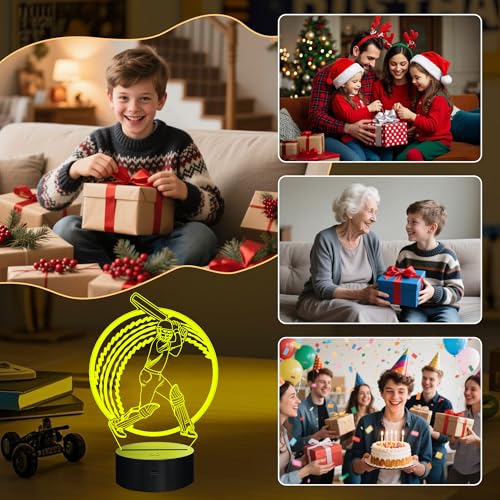OkiyiD Cricket Gifts for Boys, Cricket Ball 3D Illusion Lamp Night Light with 16 Colors Remote Control, Cricket Accessories Stuff Gift for Boys Men Athletes Birthday Xmas Decor - Image 5