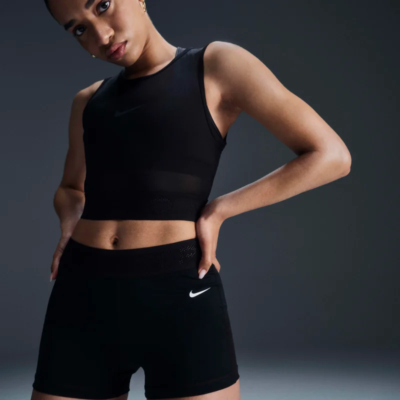 Nike Women's Pro Mid-Rise Mesh-Panelled Shorts