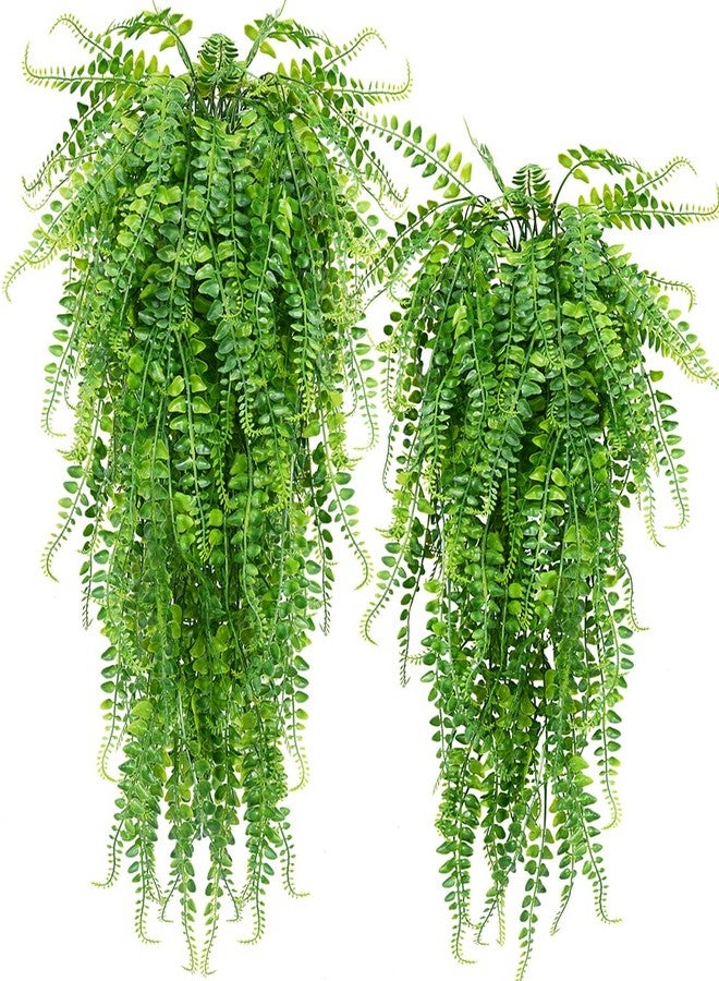 Antspirit Artificial Hanging Plants 2pack Fake Hanging Ferns Plant Faux Fake Ivy Boston Fern Hanging Plant Outdoor UV Resistant Plastic Plants - Image 1