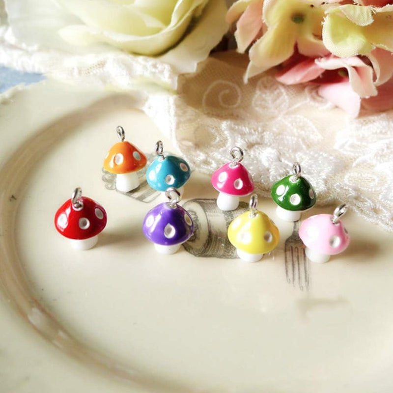 comfrt 30pcs Mushroom Pendant Charms Resin Charms Jewelry Findings Charms DIY Craft Jewelry Making Supplies Mushroom Charm for Necklace Bracelet Earrings Keychain 12mm (Red) - Image 5