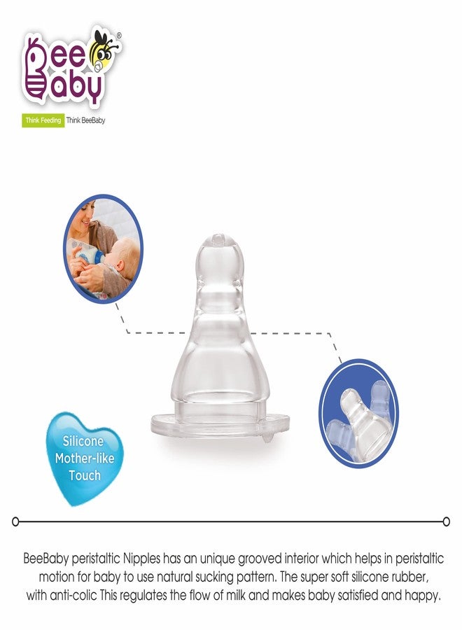 BeeBaby Basic Slim Neck Baby Feeding Bottle with Premium Anti Colic Silicone Nipple for New Born/Infant/Toddler/Babies, 100% BPA Free ((Pack of 2) 250 ML, Blue) - Image 2