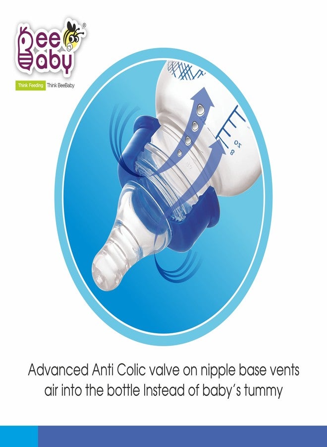 BeeBaby Basic Slim Neck Baby Feeding Bottle with Premium Anti Colic Silicone Nipple for New Born/Infant/Toddler/Babies, 100% BPA Free ((Pack of 2) 250 ML, Blue) - Image 4