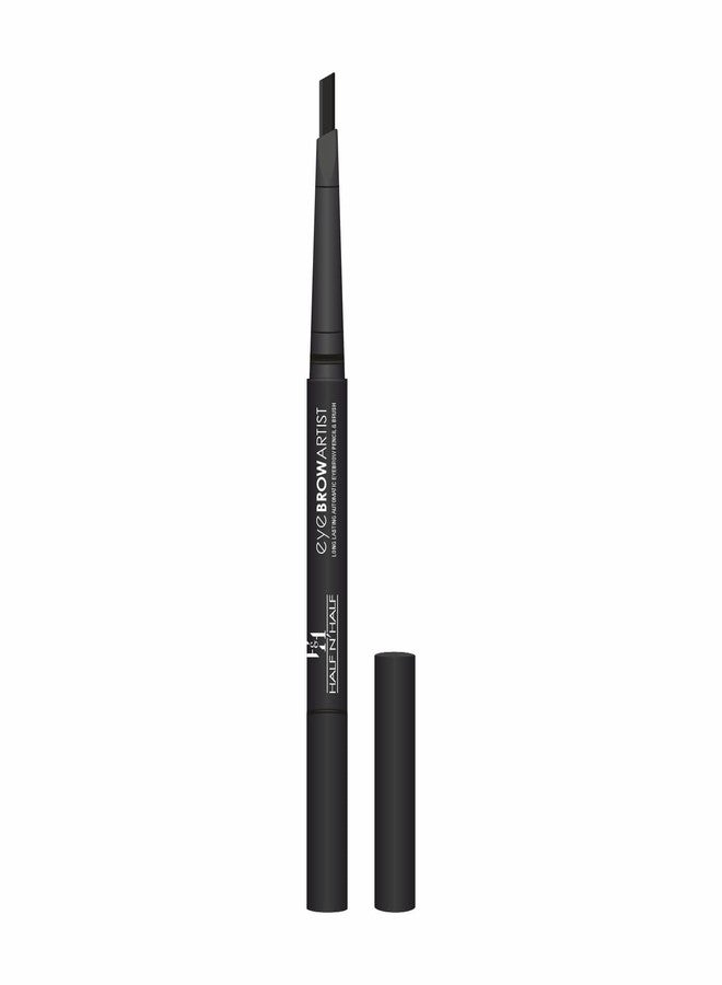 Half N Half Eye Brow Artist Long Lasting Automatic Eyebrow Pencil & Brush | Sleek spoolie brush | Long-Lasting & Natural looking results | retractable pencil easy to use | Perfect arch - Black - Image 4