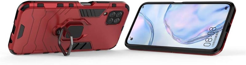 MaiJin Compatible with Huawei P40 Lite, Nova 7i, Nova 6 SE Case, Metal Ring Grip Kickstand Bumper (Works with Magnetic Car Mount) Dual Layer Rugged Cover (Red) - Image 2