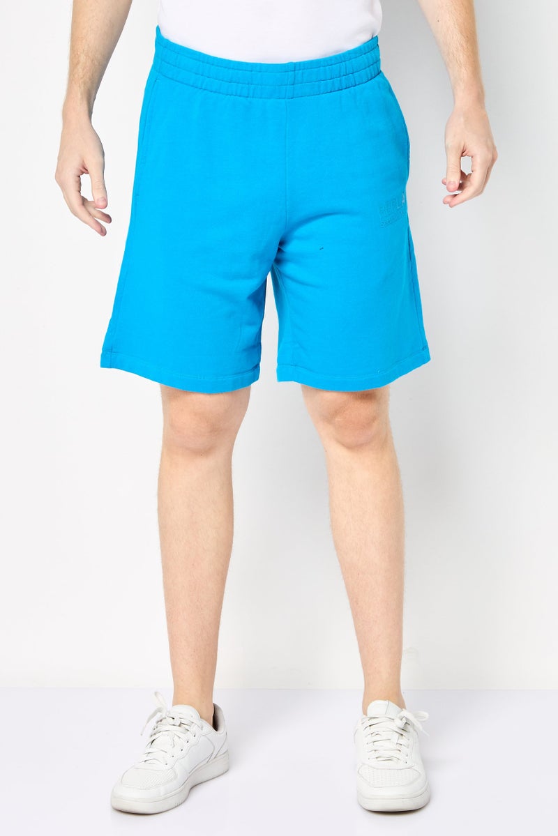 Replay Men Brand Logo Basic Shorts, Blue - Image 1