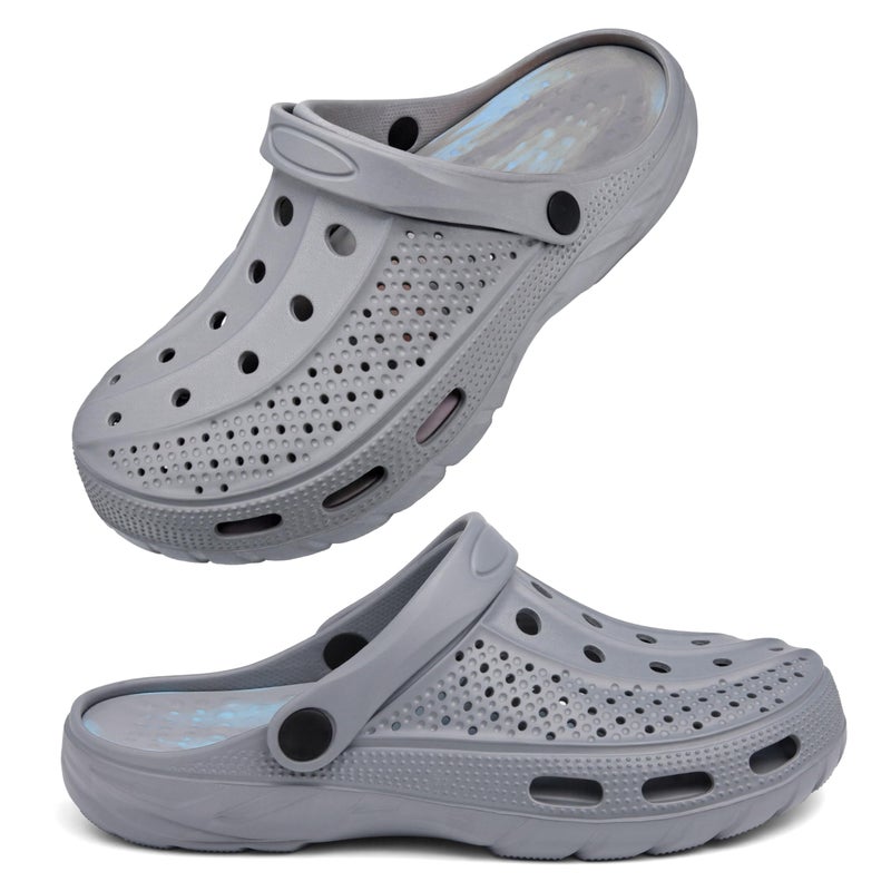 INMINPIN Women and Men Orthopedic Clogs Arch Support Garden Shoes Sandals Slippers with Plantar Fasciitis Feet Insoles,Grey/Camo,12.5-13.5 Women/11-11.5 Men - Image 1
