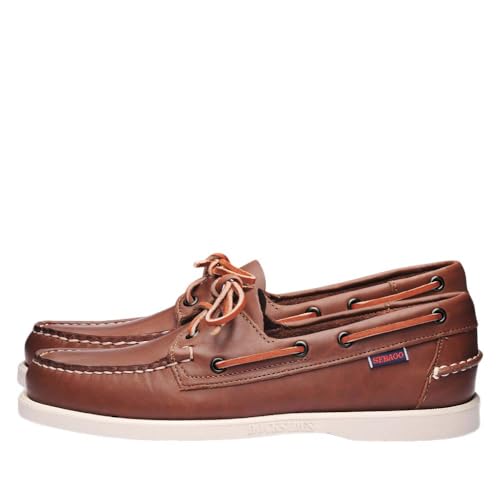 Sebago Portland Boat Shoes - Full-Grain Leather Moccasins, Handsewn with Leather Sock Lining and Non-Marking, Slip-Resistant Sipped Rubber Outsoles, Brown - 9 Regular - Image 1