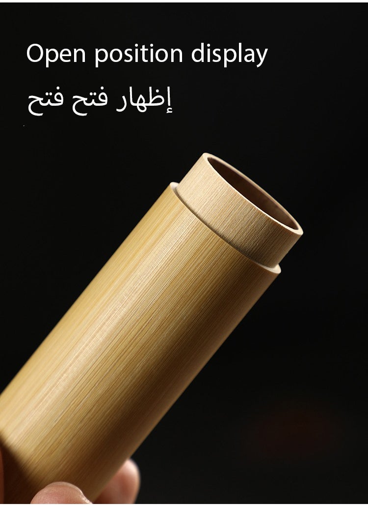 ماركة غير محددة علبة شاي الخيزران اليدوية -حاوية سفر صديقة للبيئة مقاس 15 سم ذات تصميم طبيعي، محمول (قطر 3.5 سم، تخزين آمن للطعام)  - Image 3