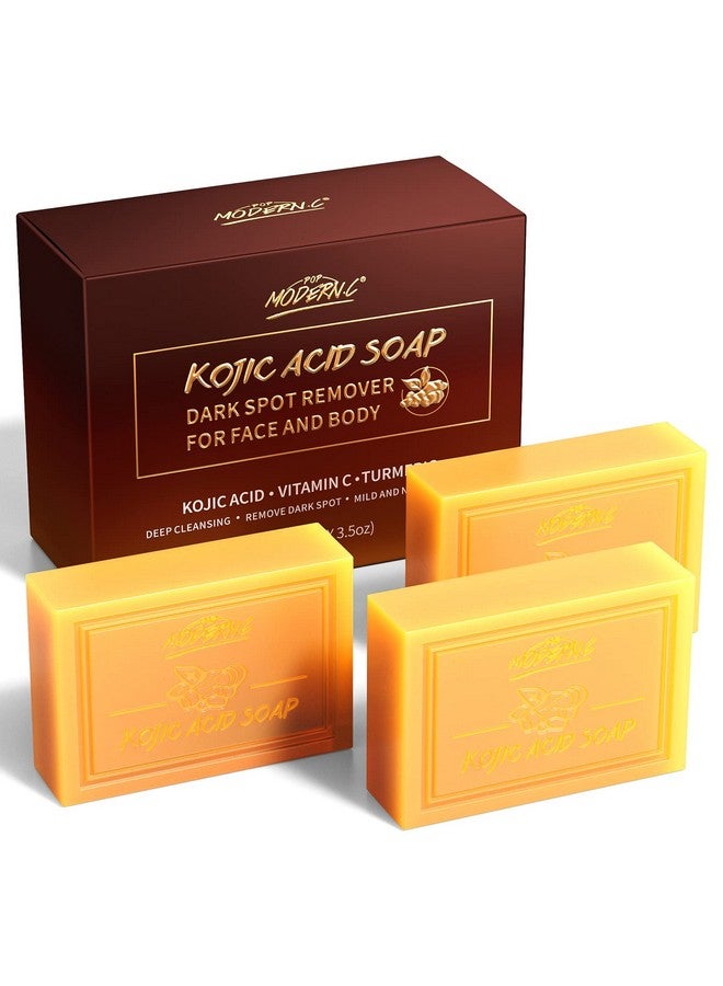 POP MODERN.C Op Modern.C Kojic Acid Soap Turmeric Soap 3Pcs Dark Spot Remover For Face And Body Bath Soap Moisturizing Even Out Tone Skin Vitamins C Soap For Acne Blackheads Remover 3X100G - Image 1
