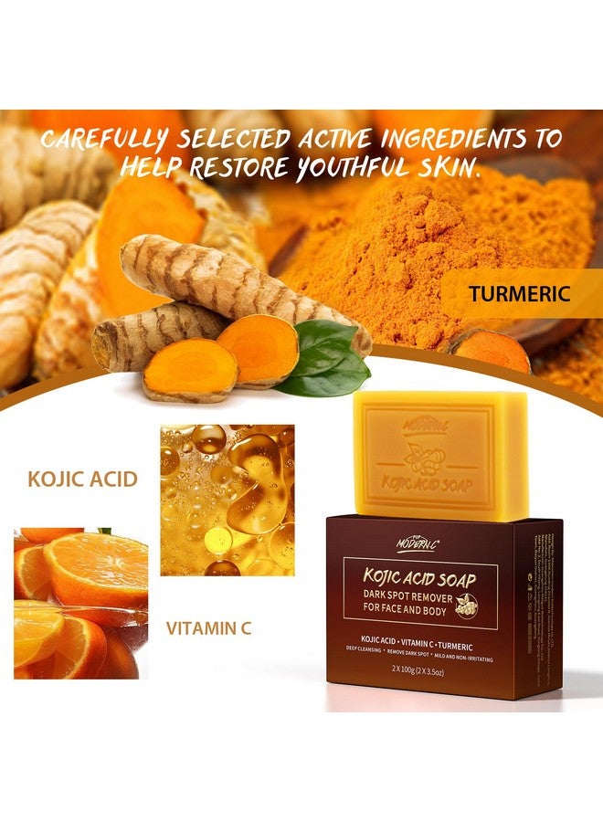 POP MODERN.C Op Modern.C Kojic Acid Soap Turmeric Soap 3Pcs Dark Spot Remover For Face And Body Bath Soap Moisturizing Even Out Tone Skin Vitamins C Soap For Acne Blackheads Remover 3X100G - Image 4