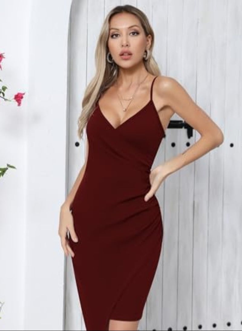 فستان ليكرا حريمي نبيتي حمالات درابيه مناسابات - Image 1