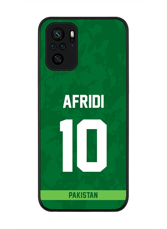 Stylizedd - Rugged Black Edge Case for Redmi Note 10S / Redmi Note 10 4G, Slim fit Soft Case Flexible thin Cover - Player Name - AFRIDI, Jersey Number- 10 - Image 1