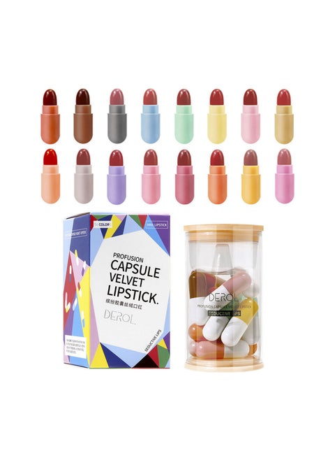 Lipstick Set,16PCS Matte Lipstick 16 Colors,Mini lipstick,Velvety Waterproof Long Lasting Capsule lipstick,Matte Lipstick Set for Women