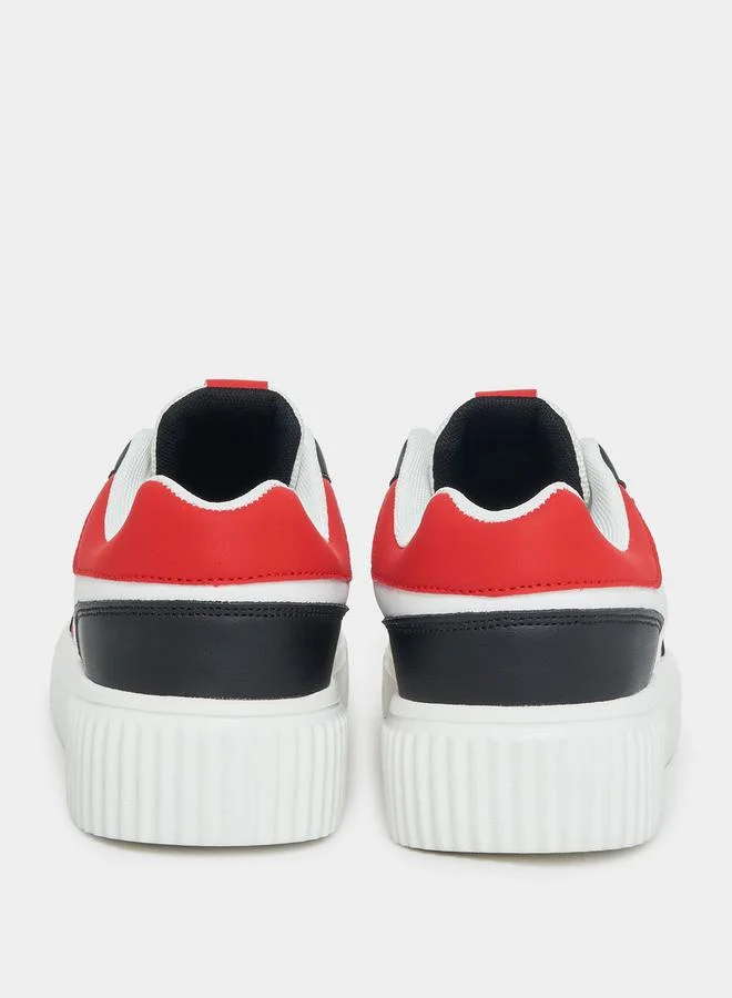 Styli Color Block Platform Heel Lace-Up Shoes