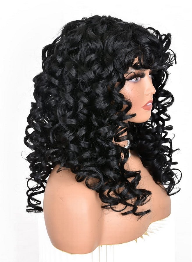 ANNISOUL Black Curly Wigs For Black Women Long Curly Afro Wig With Bangs For Women Big Bouncy Fluffy Synthetic Fiber Glueless Hair For Cosplay And Daily - Image 4