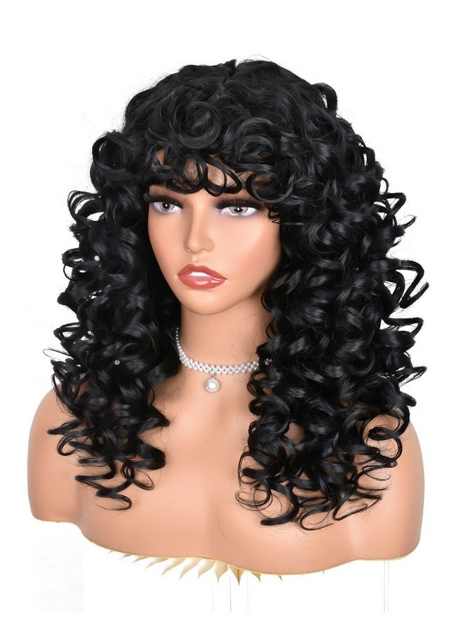 ANNISOUL Black Curly Wigs For Black Women Long Curly Afro Wig With Bangs For Women Big Bouncy Fluffy Synthetic Fiber Glueless Hair For Cosplay And Daily - Image 5