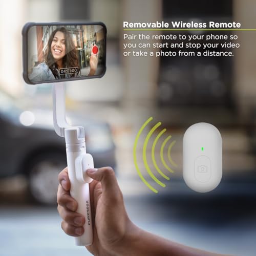 PureGear Magnetic Selfie Stick Tripod Stand with Wireless Remote, Compatible with MagSafe for iPhone 17/16/15/14/13/12 Series and Android Phones, Extendable Tripod Mount and Stand (White) - Image 3