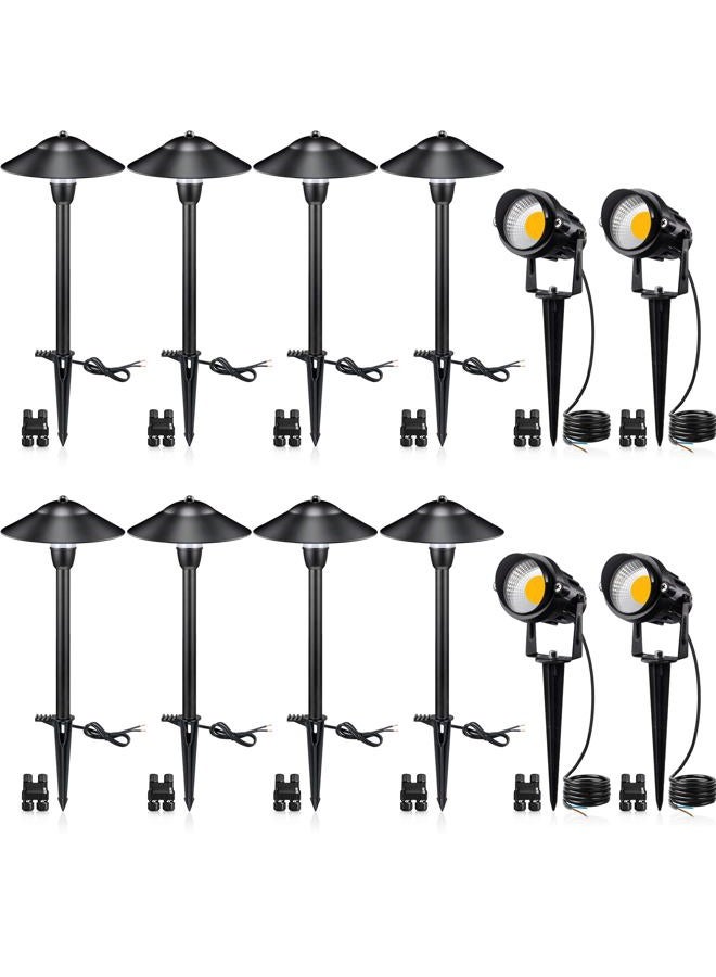 SUNVIE LED Low Voltage Landscape Lighting 12V Landscape Lighting Kit with Connectors, Low Voltage Pathway Lights with Spotlights Aluminum Pathway Lights Wired Waterproof for Patio Yard Garden, 12 Pack - Image 1