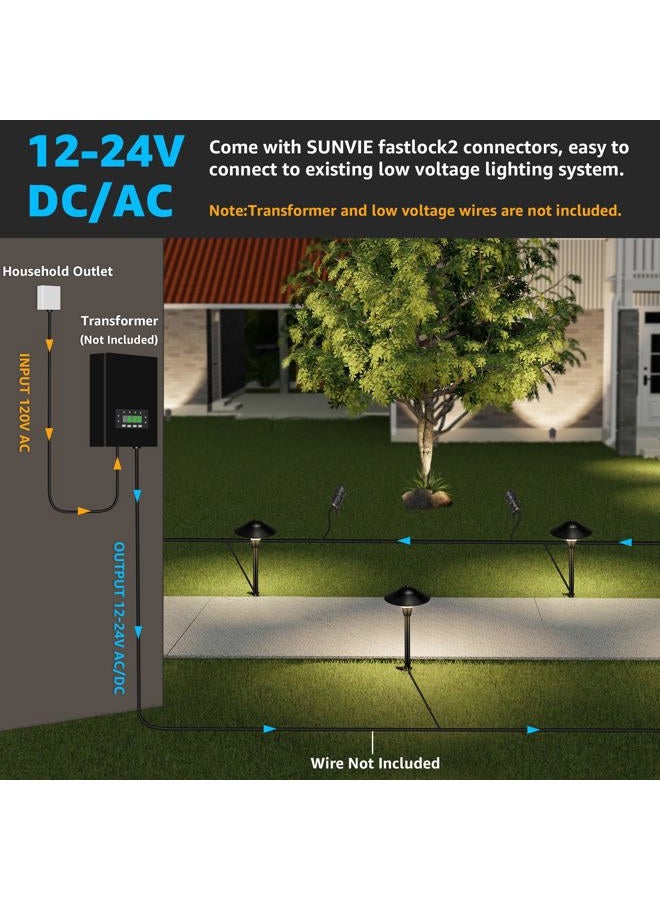 SUNVIE LED Low Voltage Landscape Lighting 12V Landscape Lighting Kit with Connectors, Low Voltage Pathway Lights with Spotlights Aluminum Pathway Lights Wired Waterproof for Patio Yard Garden, 12 Pack - Image 3