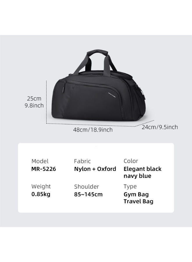 Mark Ryden MR-5226 Blue Travel Duffel Bag for Men – 30L Gym Bag with Shoe Compartment, Removable Strap, Water-Resistant Oxford Fabric - Image 3