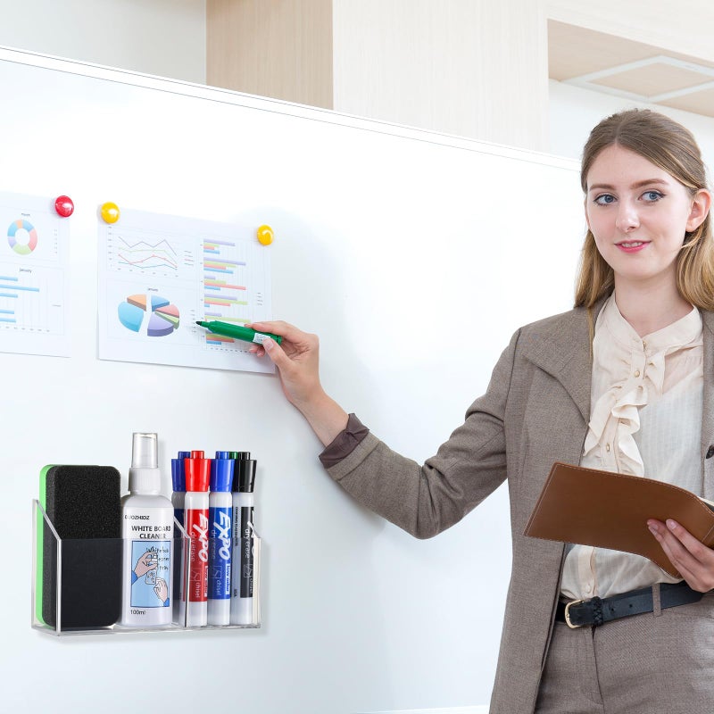 Lingshare Acrylic Magnetic Marker Holder For Whiteboard Dry Erase Marker Holder For Office Refrigerator Fridge Classroom Must (Acrylic) - Image 3