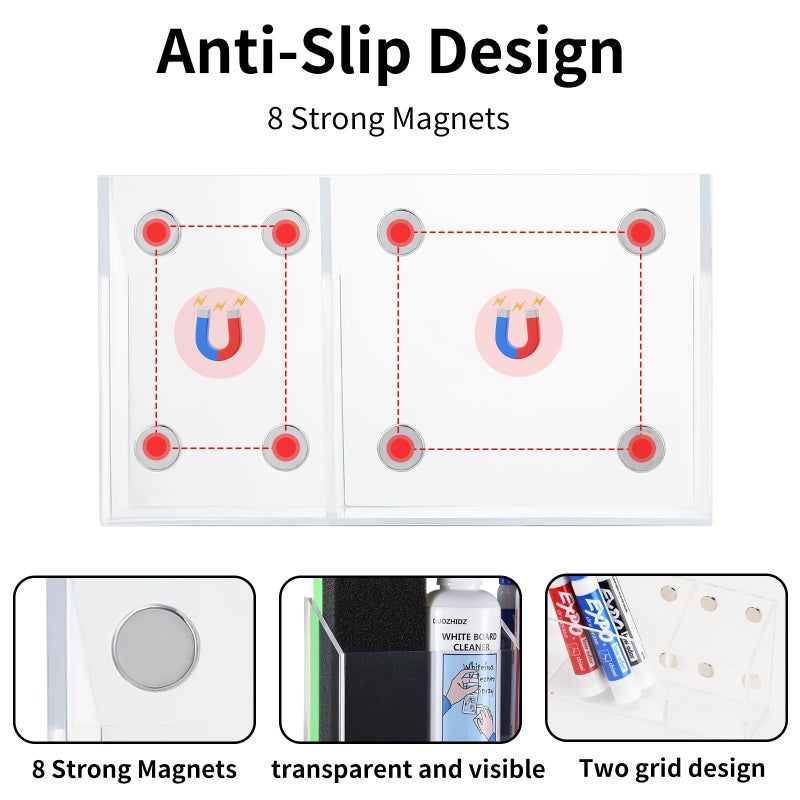 Lingshare Acrylic Magnetic Marker Holder For Whiteboard Dry Erase Marker Holder For Office Refrigerator Fridge Classroom Must (Acrylic) - Image 4