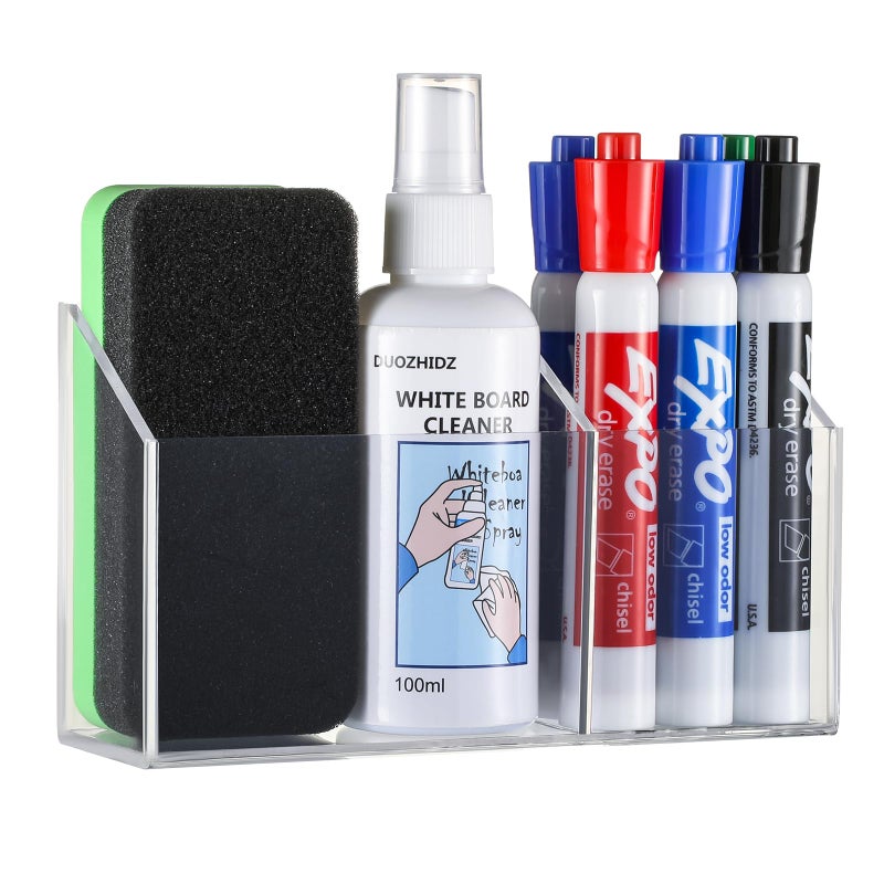 Lingshare Acrylic Magnetic Marker Holder For Whiteboard Dry Erase Marker Holder For Office Refrigerator Fridge Classroom Must (Acrylic) - Image 1